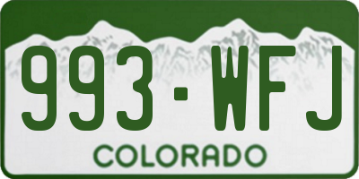 CO license plate 993WFJ