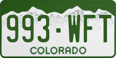 CO license plate 993WFT