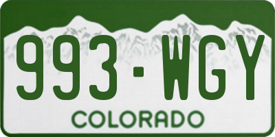 CO license plate 993WGY