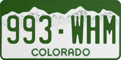 CO license plate 993WHM