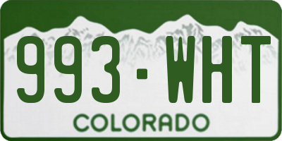 CO license plate 993WHT