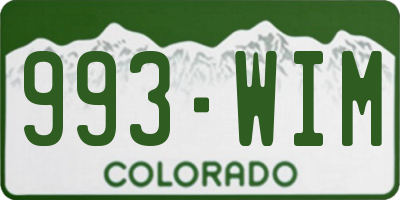 CO license plate 993WIM