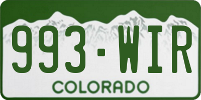 CO license plate 993WIR