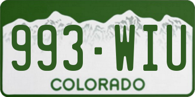 CO license plate 993WIU