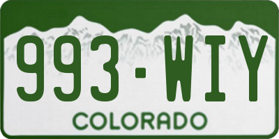 CO license plate 993WIY