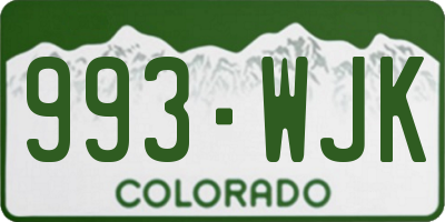 CO license plate 993WJK