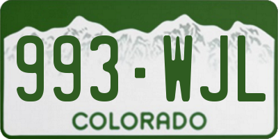 CO license plate 993WJL