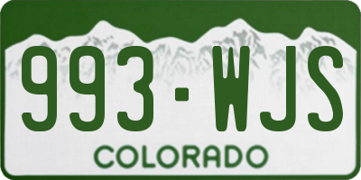 CO license plate 993WJS