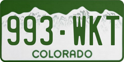 CO license plate 993WKT