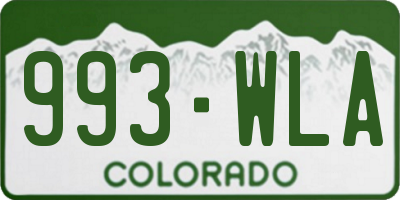 CO license plate 993WLA
