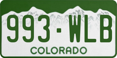 CO license plate 993WLB