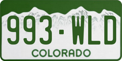 CO license plate 993WLD