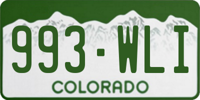 CO license plate 993WLI