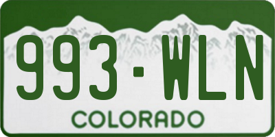 CO license plate 993WLN