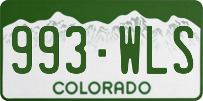 CO license plate 993WLS