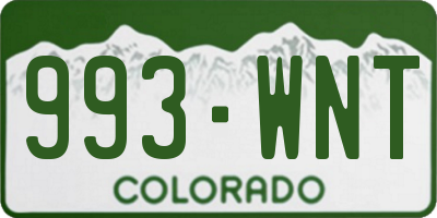 CO license plate 993WNT