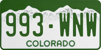 CO license plate 993WNW