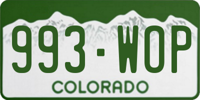CO license plate 993WOP