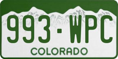 CO license plate 993WPC