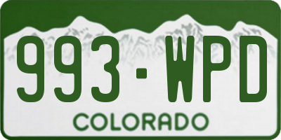 CO license plate 993WPD