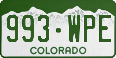 CO license plate 993WPE