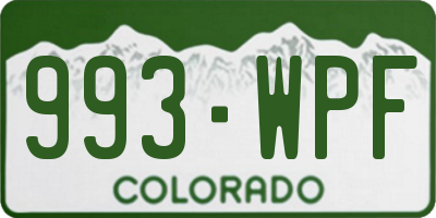 CO license plate 993WPF