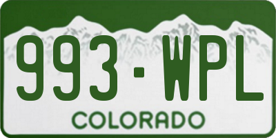 CO license plate 993WPL