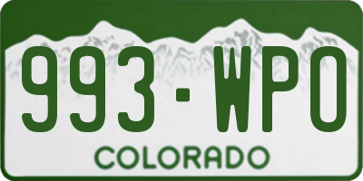 CO license plate 993WPO