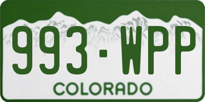 CO license plate 993WPP
