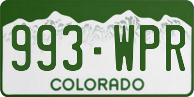 CO license plate 993WPR