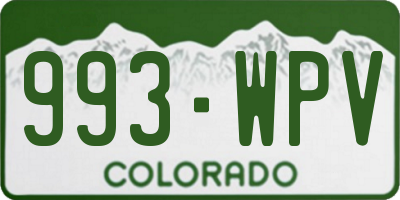 CO license plate 993WPV