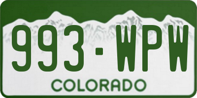 CO license plate 993WPW