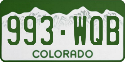 CO license plate 993WQB