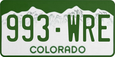 CO license plate 993WRE