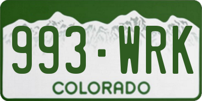 CO license plate 993WRK