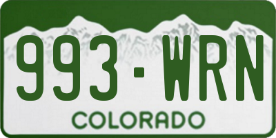 CO license plate 993WRN