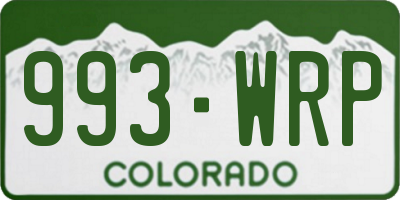 CO license plate 993WRP
