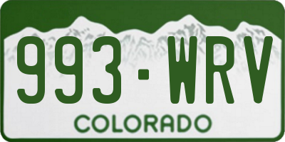 CO license plate 993WRV