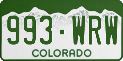 CO license plate 993WRW