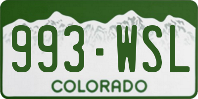 CO license plate 993WSL
