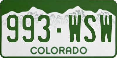 CO license plate 993WSW