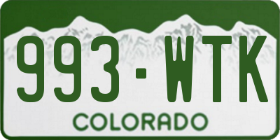 CO license plate 993WTK
