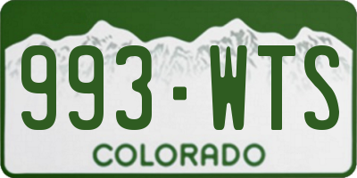CO license plate 993WTS