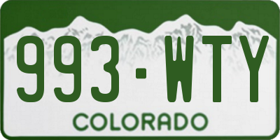 CO license plate 993WTY