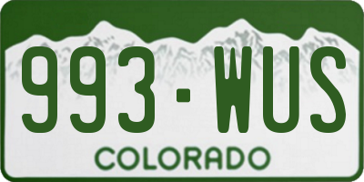 CO license plate 993WUS