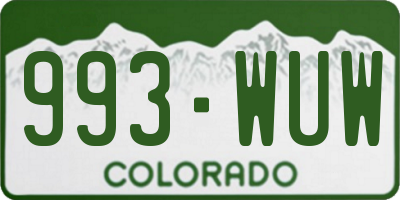 CO license plate 993WUW