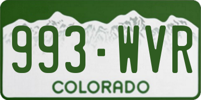 CO license plate 993WVR