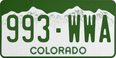 CO license plate 993WWA