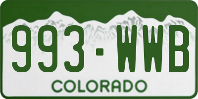 CO license plate 993WWB