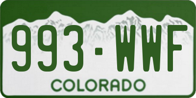CO license plate 993WWF